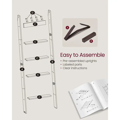 5Tier Ladder Rack for Storage and Decor