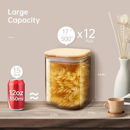 12-Pack Square Glass Jars Storage Container