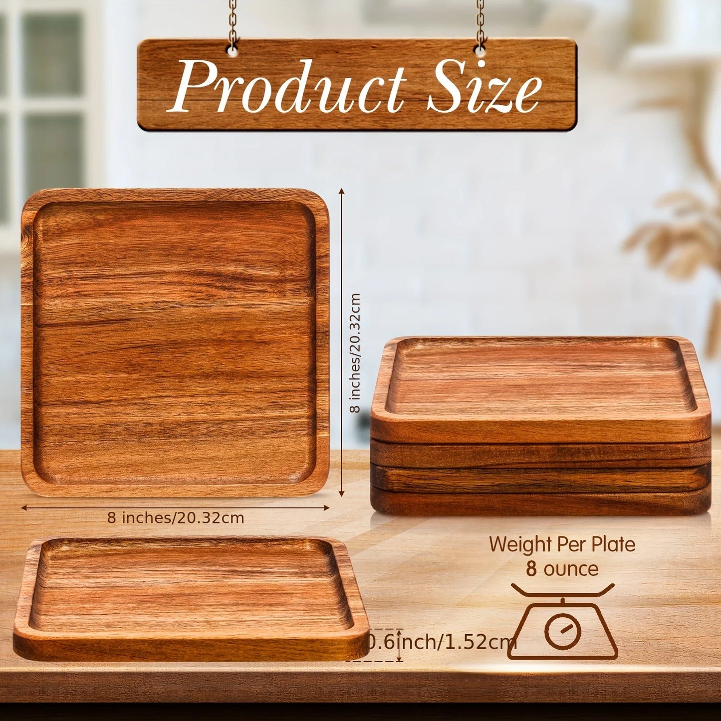 4pcs Wooden Plates Acacia Wood Charcuterie Board