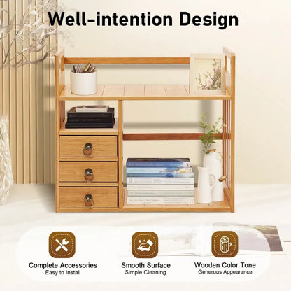 Bamboo Desktop Bookshelf Counter Top