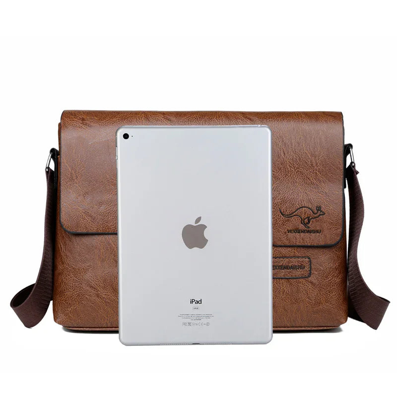 Men's Business Leather Shoulder Bag  Crossbody Handbag