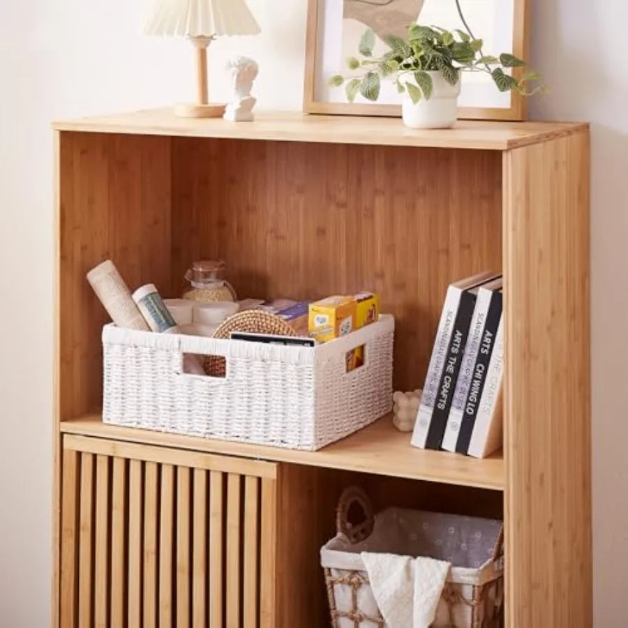 Paper Rope Shelf Baskets with Built-in Handles