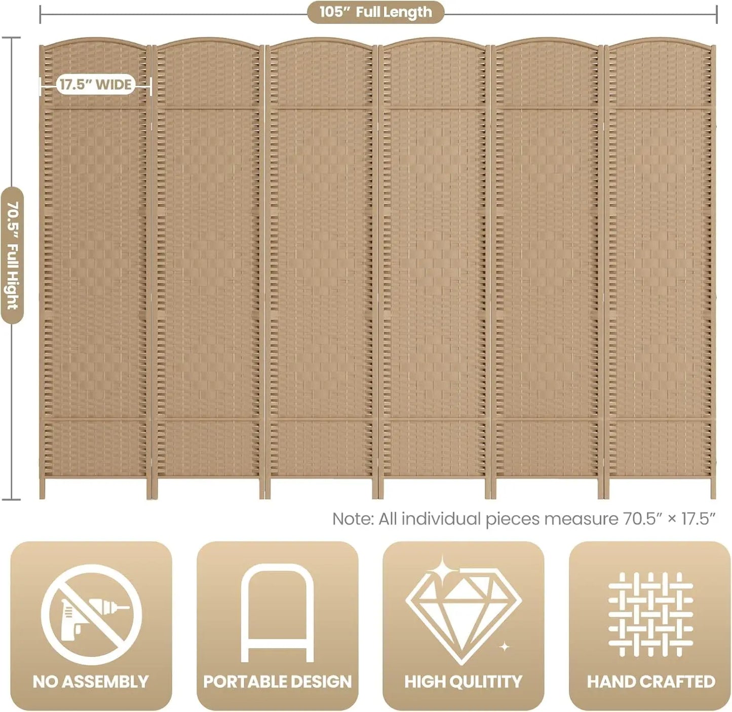 6-Panel Folding Privacy Screen