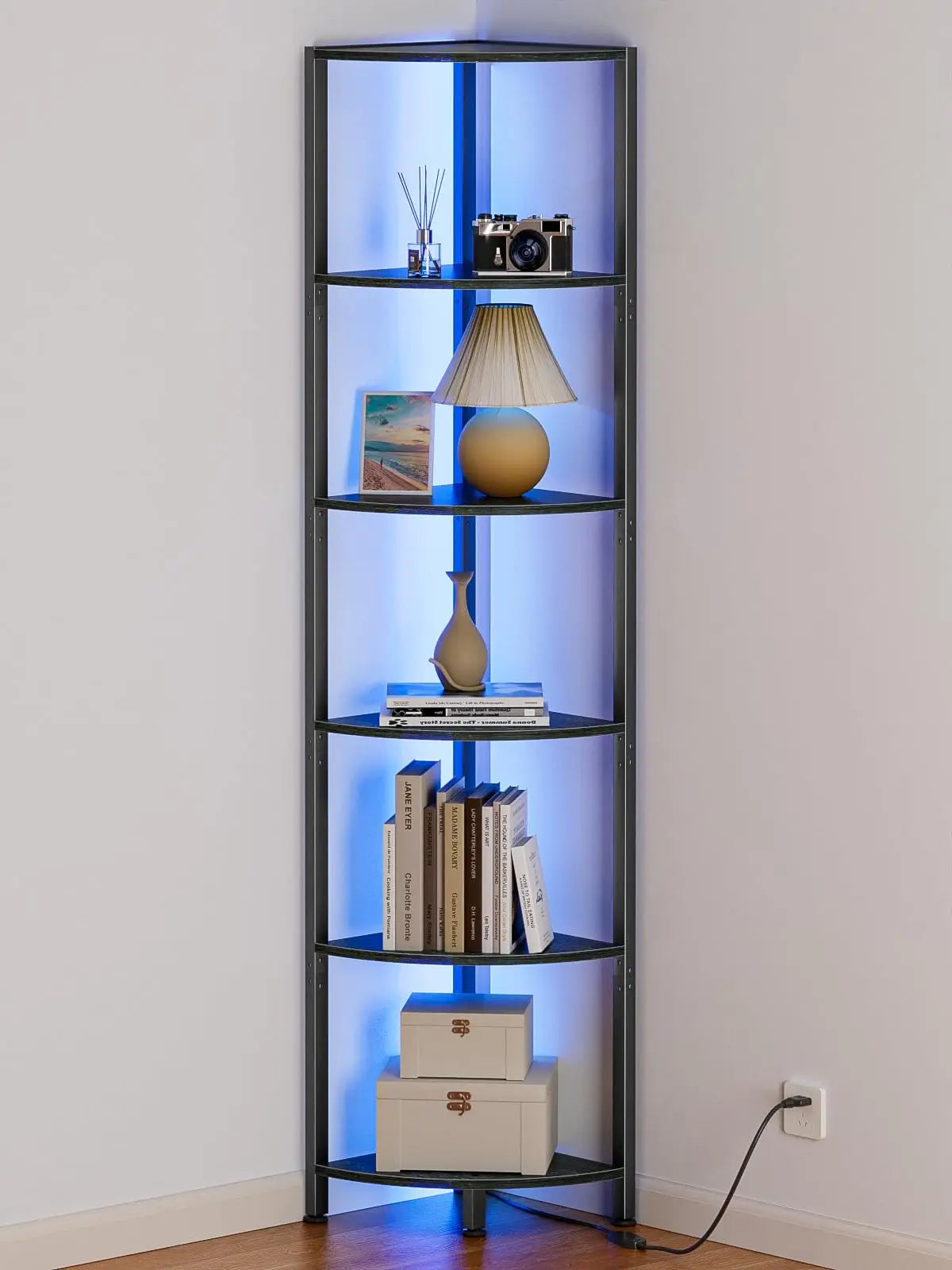 6 Tier Corner Shelf with LED Light