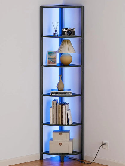 6 Tier Corner Shelf with LED Light