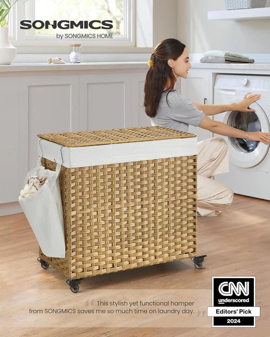 37-Gallon Rolling Laundry Basket with Lid