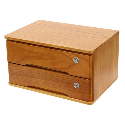 2-Tier  Desktop Storage Box with Lockable Drawers