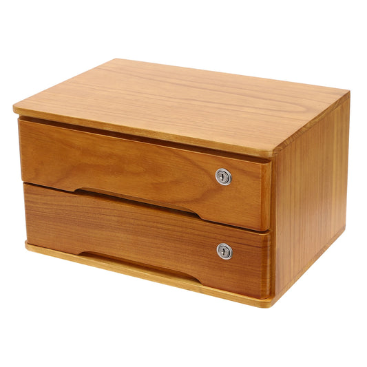 2-Tier  Desktop Storage Box with Lockable Drawers