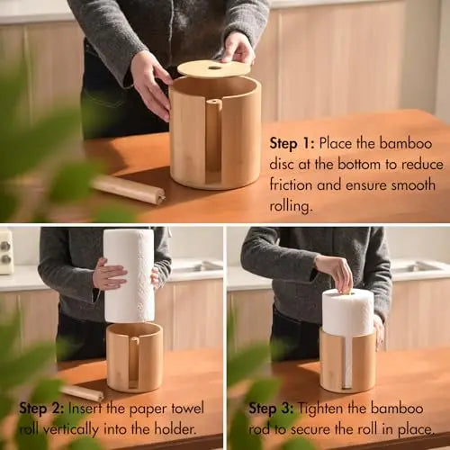 Bamboo Standing Kitchen Paper Towel Dispenser