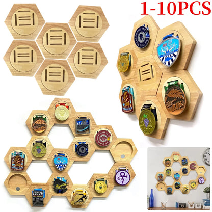 1-10Pcs Medal Display Stand Wooden Medal Hanger