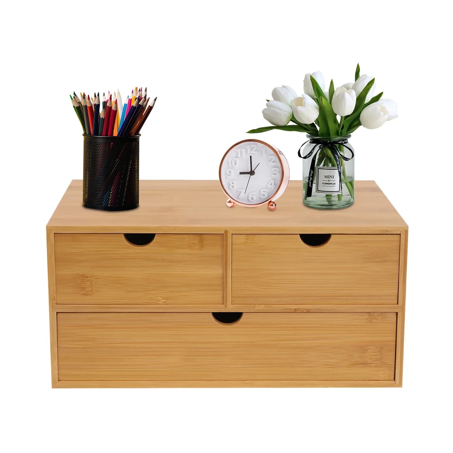 Bamboo Desktop Storage Organizer with Drawers