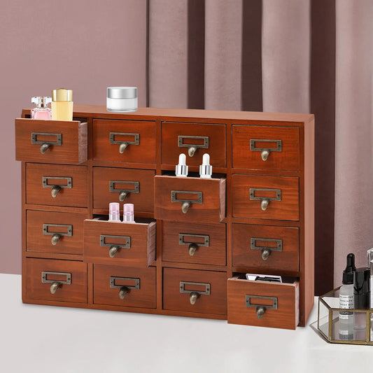 Large 16-Drawer Multifunctional Wooden Storage Box