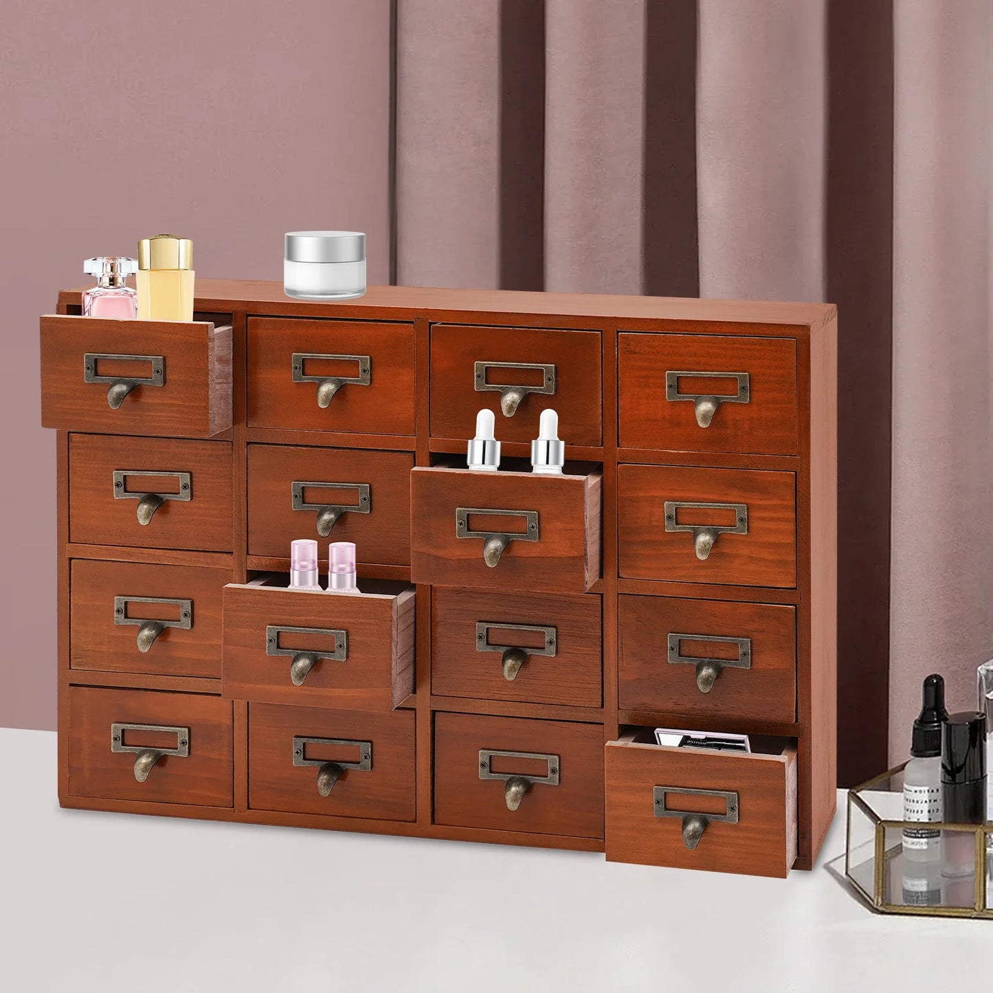 Large 16-Drawer Multifunctional Wooden Storage Box