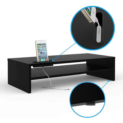 Wood Monitor Riser 2Tier Desktop with Storage