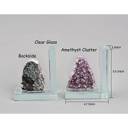 Heavy-Duty Amethyst L-Shaped Glass Bookends