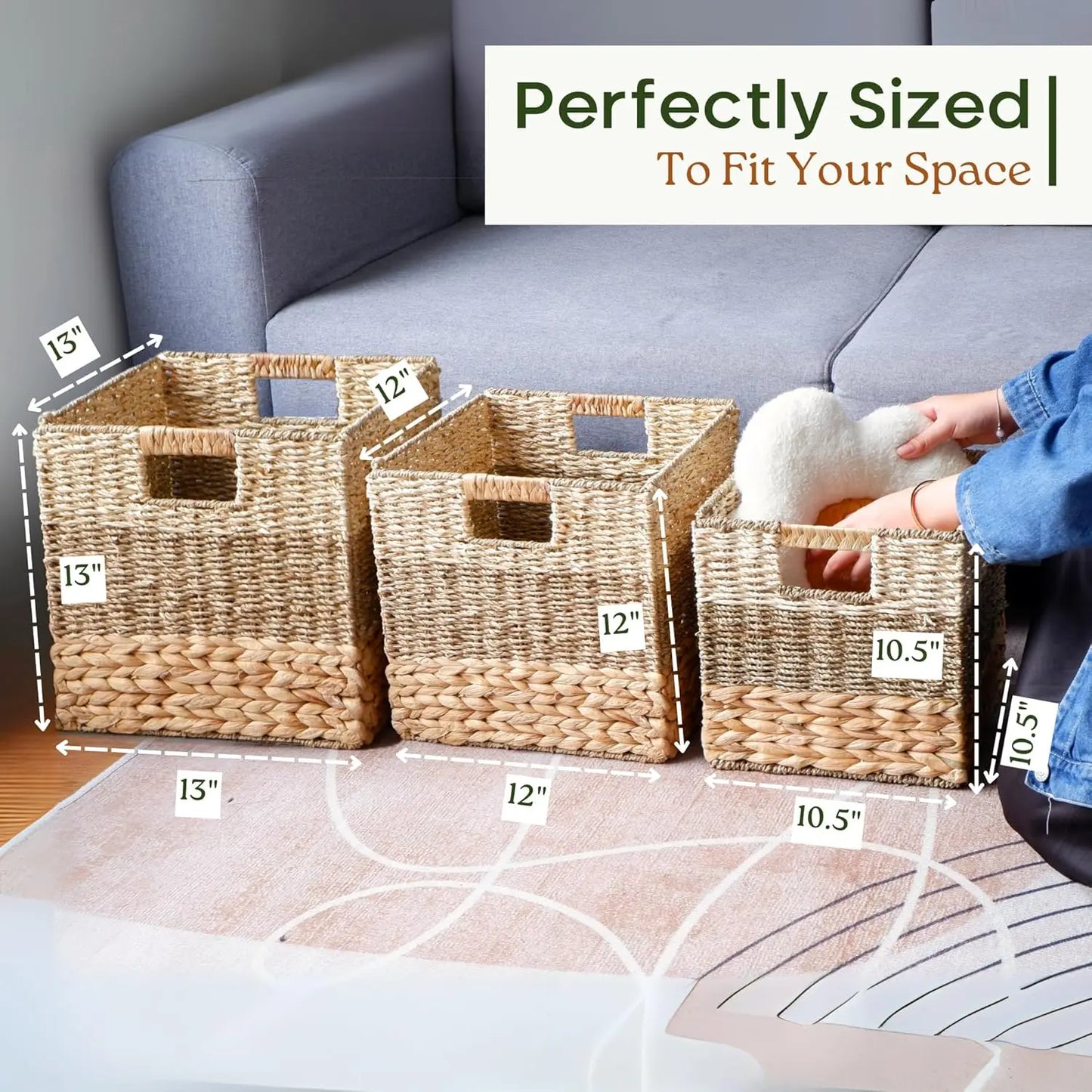 11 Inch Foldable Wicker Storage Bins Set of 4