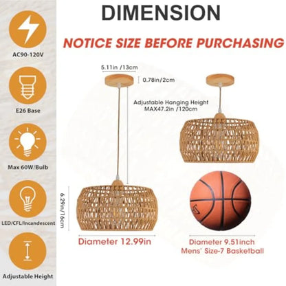 Rattan Pendant Light Fixture Ceiling Bohemian Chandelier