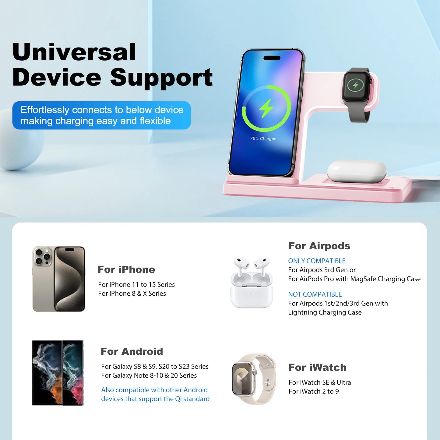 3 In 1 Magnetic Wireless Charger Stand