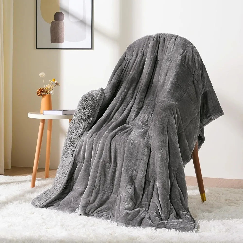 Sherpa Fleece Weighted Cozy Plush Bed Blankets