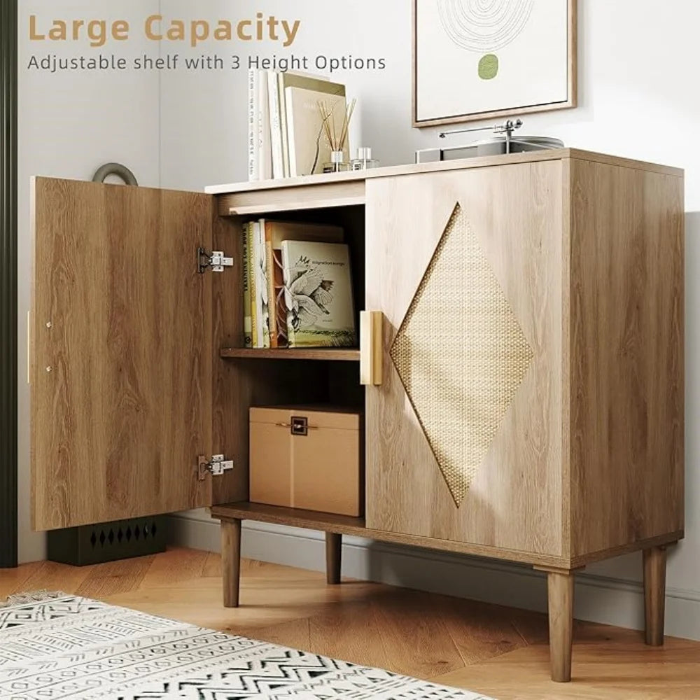 Modern Rattan Sideboard Buffet Cabinet