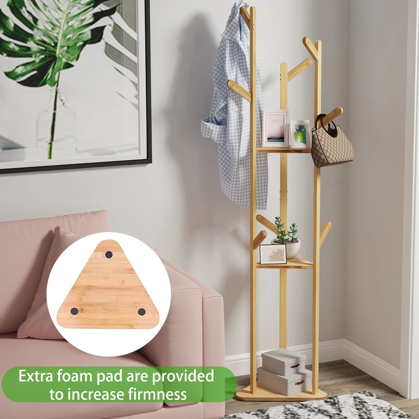 Coat Rack Stand Hooks Shelves Clothes Hanger
