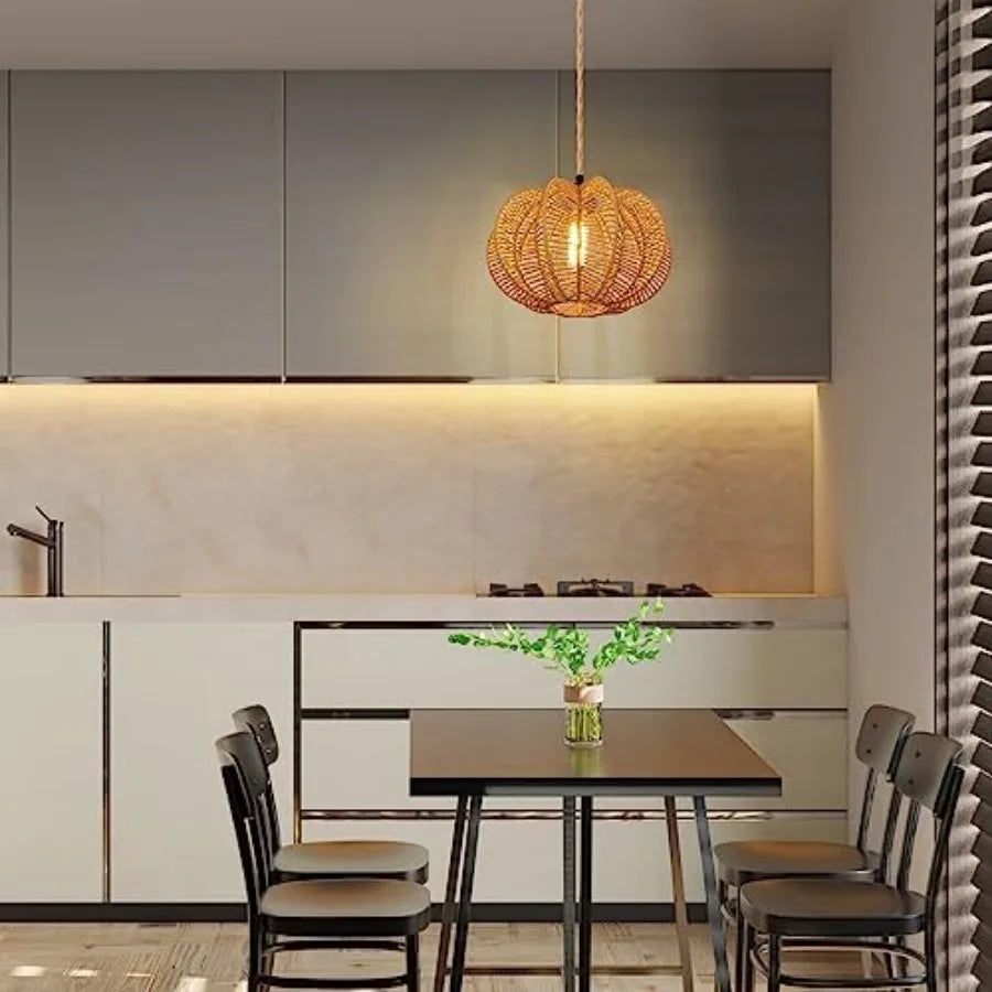 Plug in Pendant Light Rattan Hanging Lights