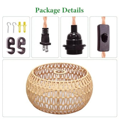 Plug in Pendant Light Rattan Hanging Lamp