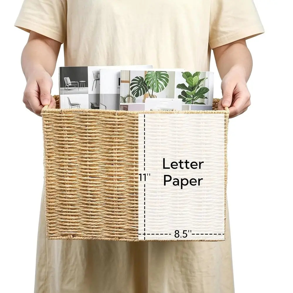 15'' x 6'' x 11'' Book Basket with Built-in Handles
