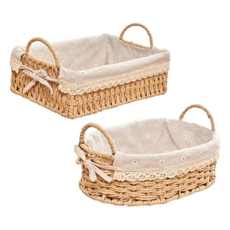 Woven Storage Baskets Kitchen Organizer with Handles