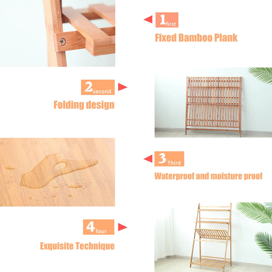 3 Tier Bamboo Flower Plant Pot Shelf Stand