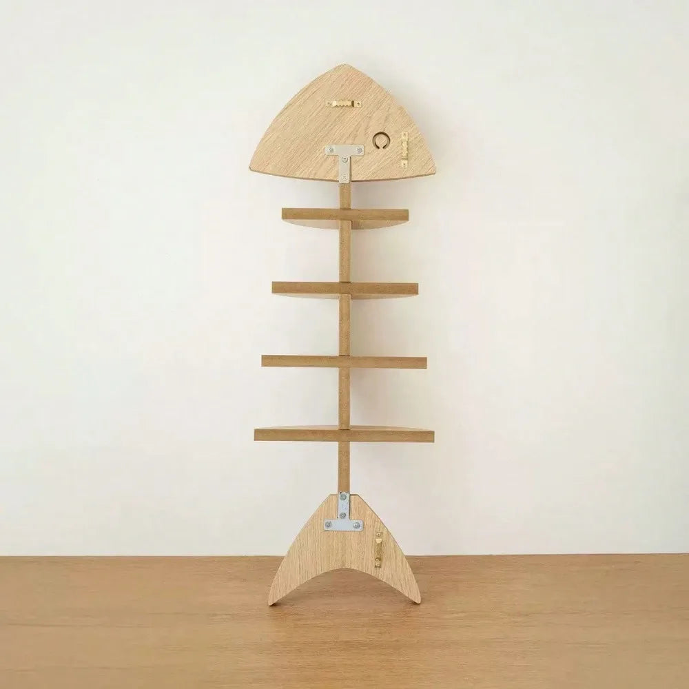 1pcs Creative Wooden Fishbone Wall Storage Shelf