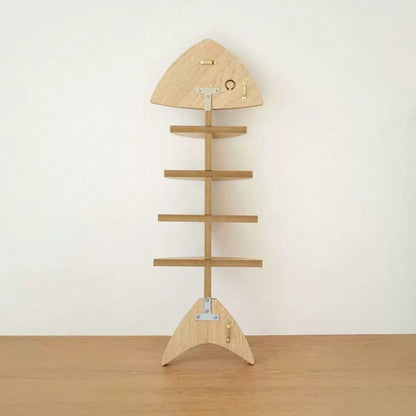 1pcs Creative Wooden Fishbone Wall Storage Shelf