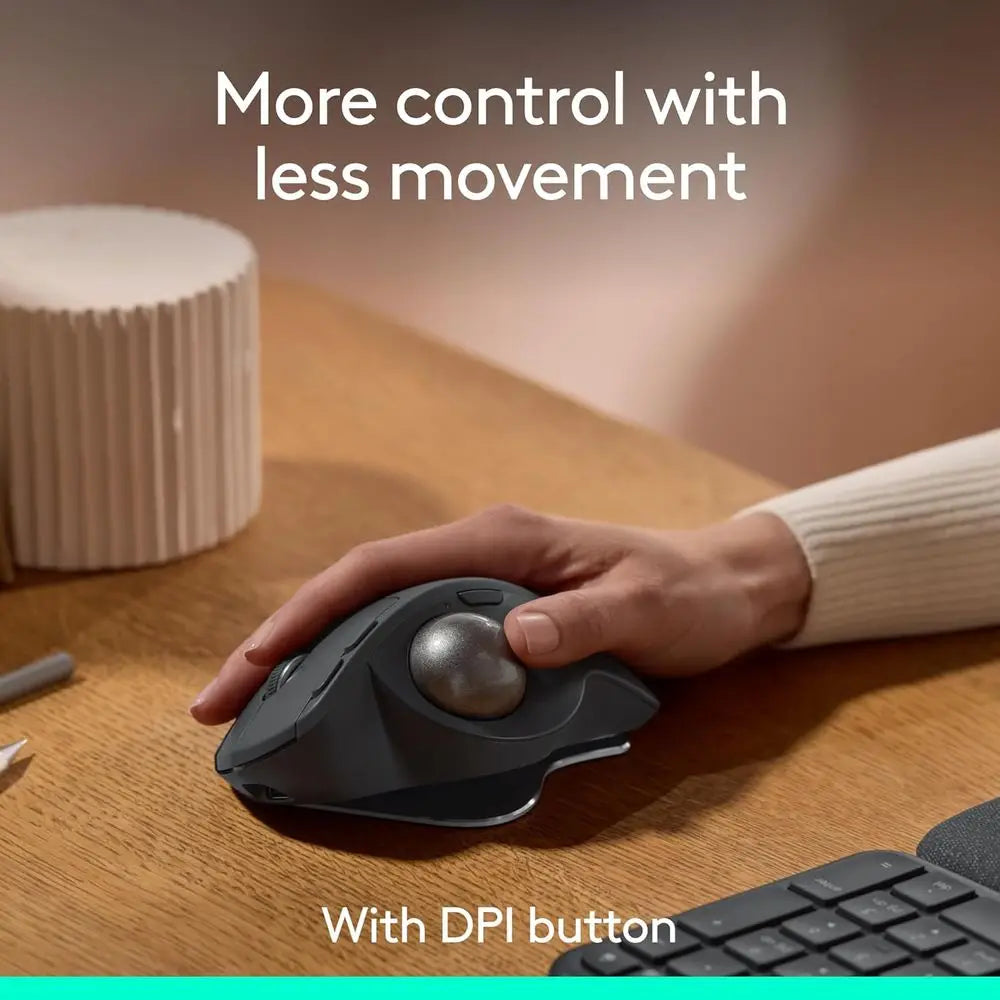 Wireless Ergonomic Trackball Mouse with USB-C Charging