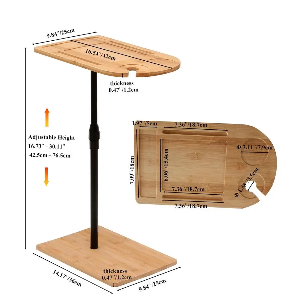 Couch Side Table 360 Swivel Bamboo Tray Table