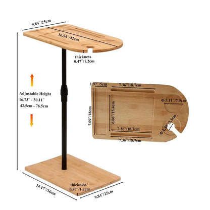 Couch Side Table 360 Swivel Bamboo Tray Table