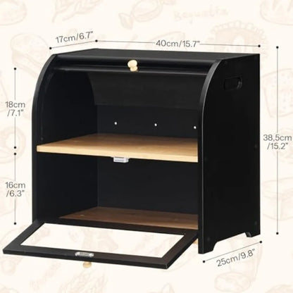 Bamboo Bread Box for Kitchen Countertop