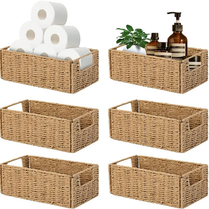 1/2/4 Pack Boho Style Paper Rope Storage Baskets