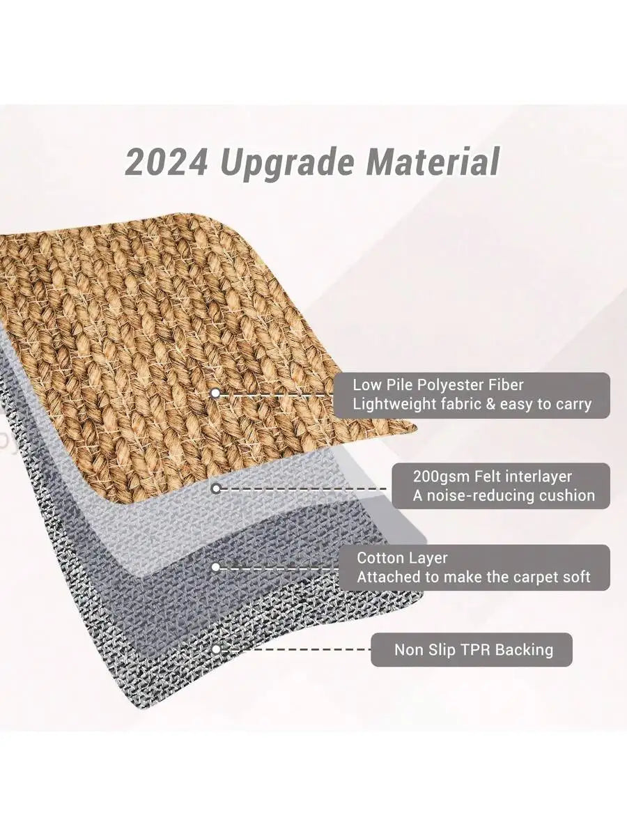 Modern Non-Slip Woven Jute Runner Rug