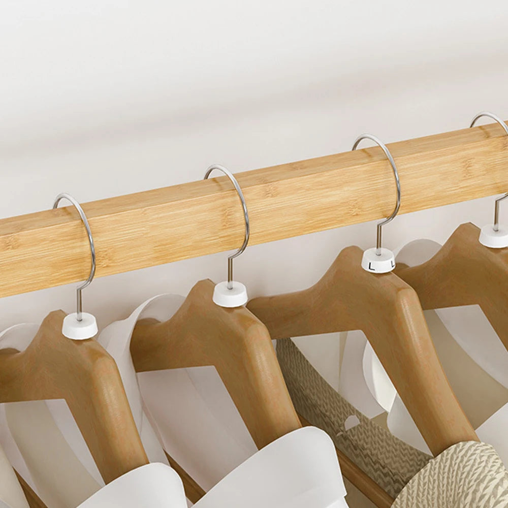 Bamboo Clothes Rail Rack on Wheels Free Standing