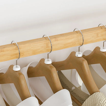Bamboo Clothes Rail Rack on Wheels Free Standing