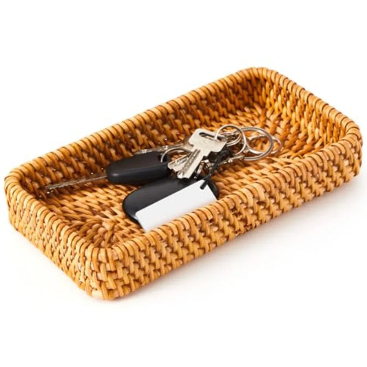 Small Basket for Entryway Rattan Tray Organizer