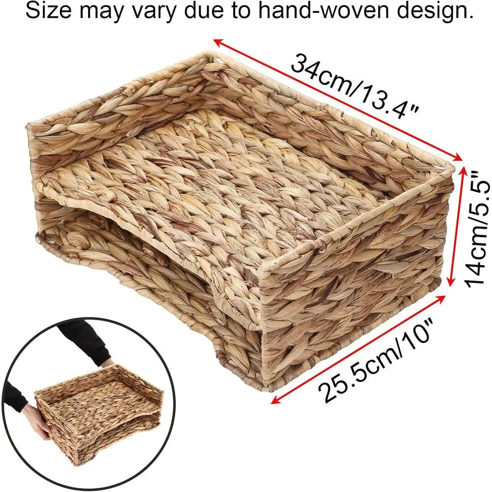 2 Tier Water Hyacinth Letter Storage Basket