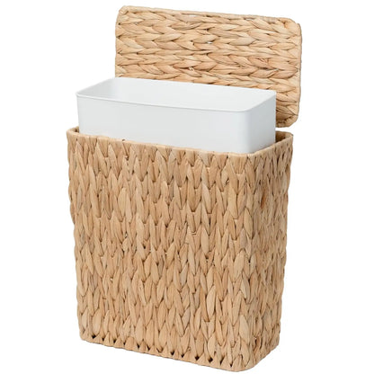 3 Gallon Natural Wicker Trash Can with Lid