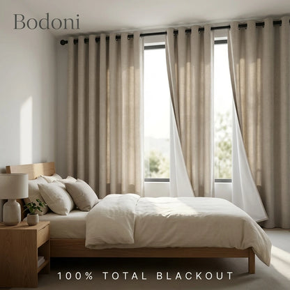 100% Light Blocking Linen Texture Curtains