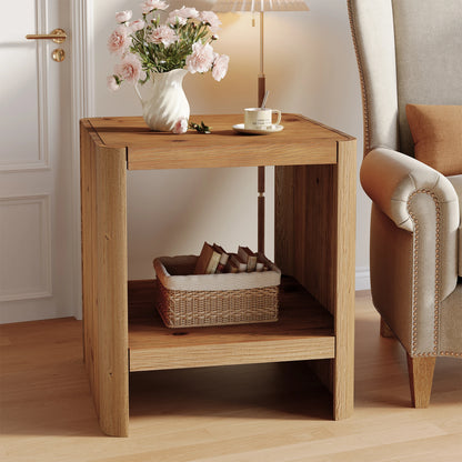 2-Tier Solid Wood End Table