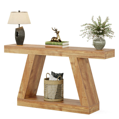 55-Inch Rustic Console Sofa Table with Storage