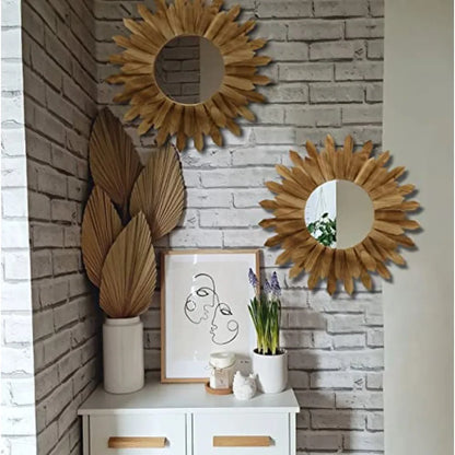 2 Pack 22 Inch Boho Wall Sunburst Mirror
