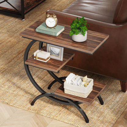3-Tier Small Table with Storage Shelves
