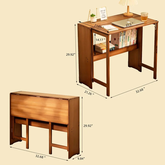 Foldable Bamboo Computer Desk for Small Spaces