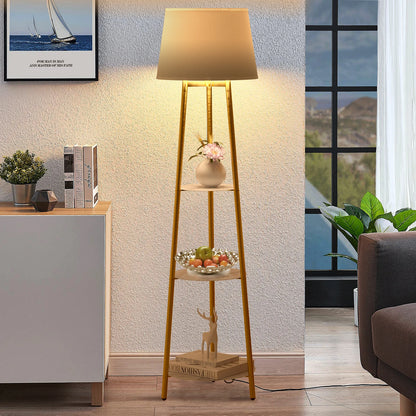 Modern Tripod Floor Lamp with 3 Shelves